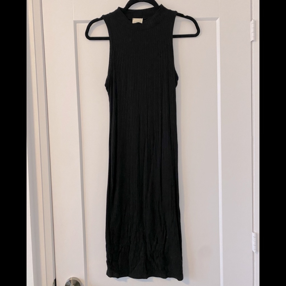 High Neck Black Dress with a Slit